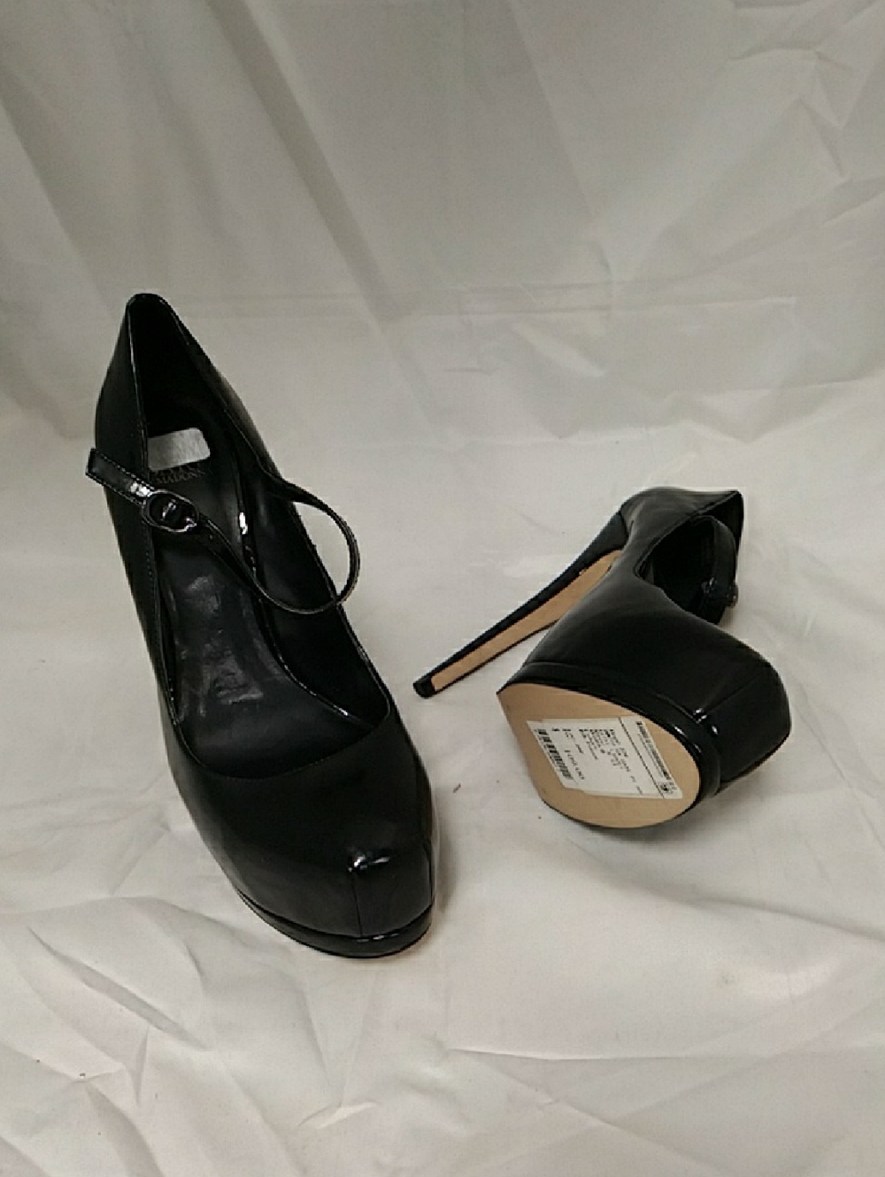 Madonna Truth or Dare Katel Black Patent Ankle Strap Platform Pumps  8.5B